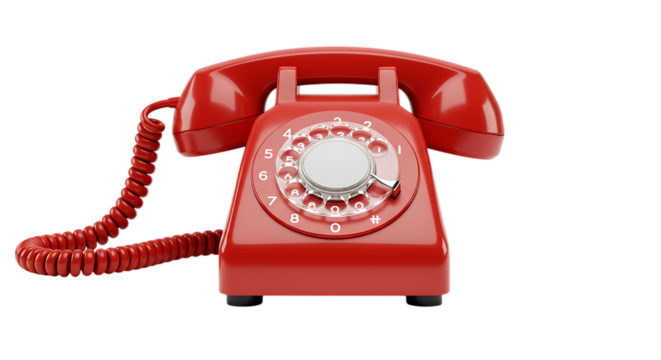 Classic Red Rotary Phone Image Retro Communication Device