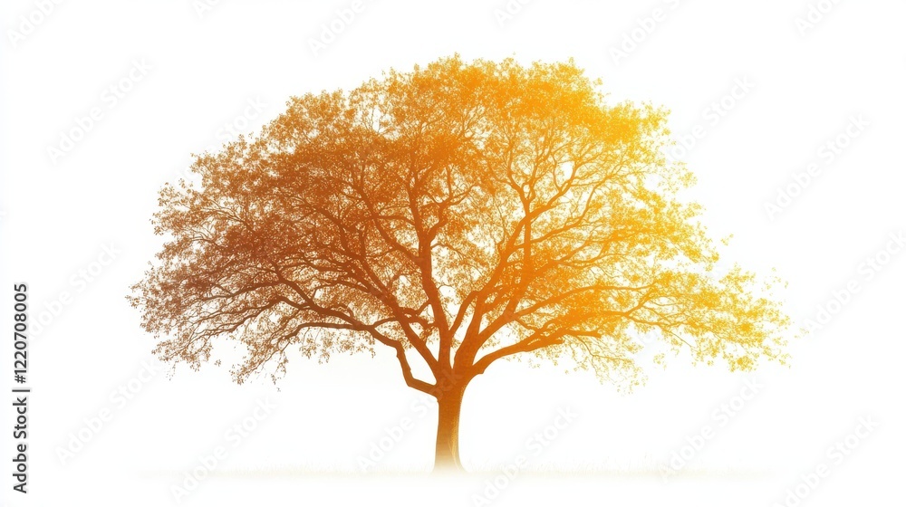 Poster Abstract silhouette of a gradient tree contrasting with a light background at twilight