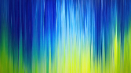 Vertical streaks in cobalt blue and green create an abstract display of color gradients and movement in a contemporary art piece