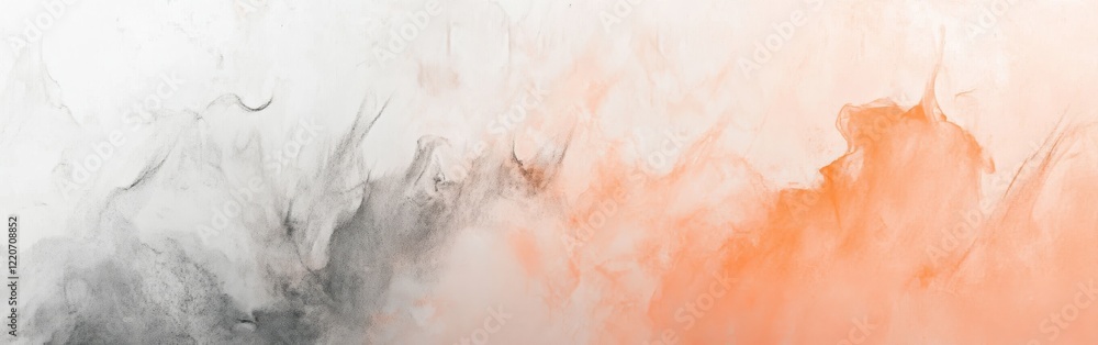 Poster Pencil strokes create an abstract blend of peach and gray mist with flowing textures and soft edges