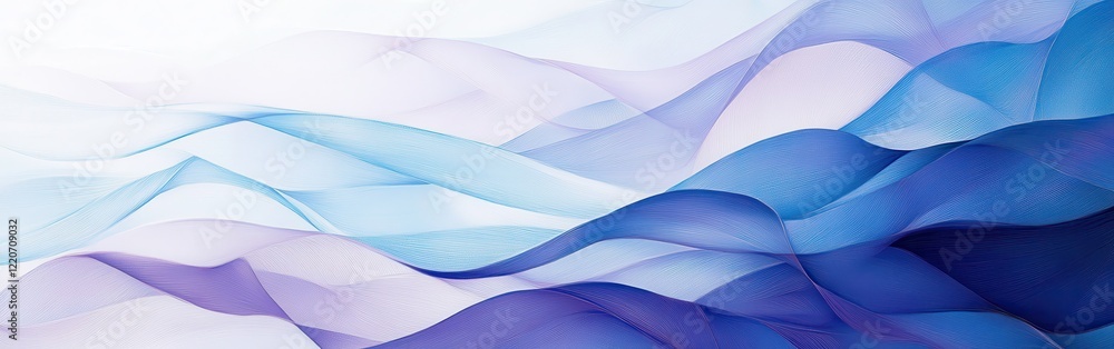 Poster abstract overlapping pencil strokes create a flowing, layered effect in shades of blue and purple wi