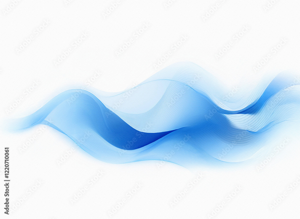 Aufkleber abstract image of flowing, translucent blue waves against a white background. the grainy texture add