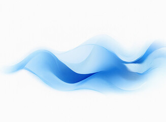 Fototapeta premium Abstract image of flowing, translucent blue waves against a white background. The grainy texture adds depth and movement.