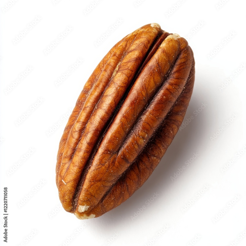 Poster Single pecan nut showcasing rich brown texture and intricate surface patterns in a minimalistic setting