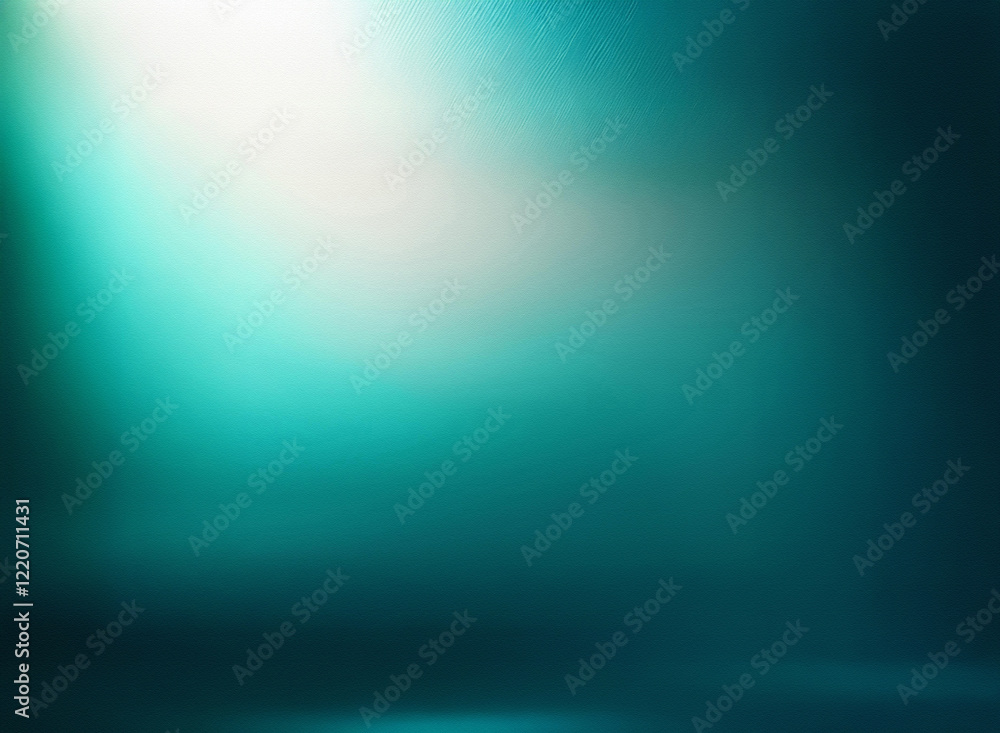 Poster a grainy, textured teal background with a bright spotlight effect. the image features a blurry, soft