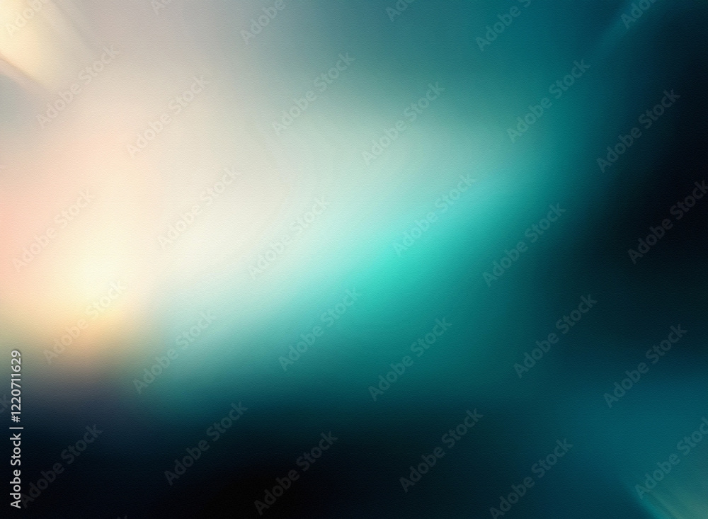 Aufkleber grainy texture, abstract background with teal and beige hues blending into darkness. light streaks c