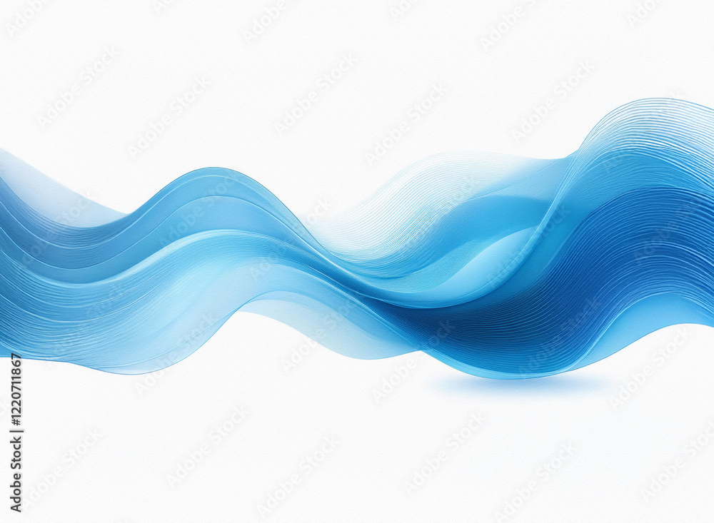 Poster abstract image of flowing, grainy blue waves against a white background. the texture is smooth yet d