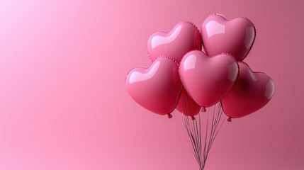 Pink heart balloons on vibrant pink background for romantic celebration and event design