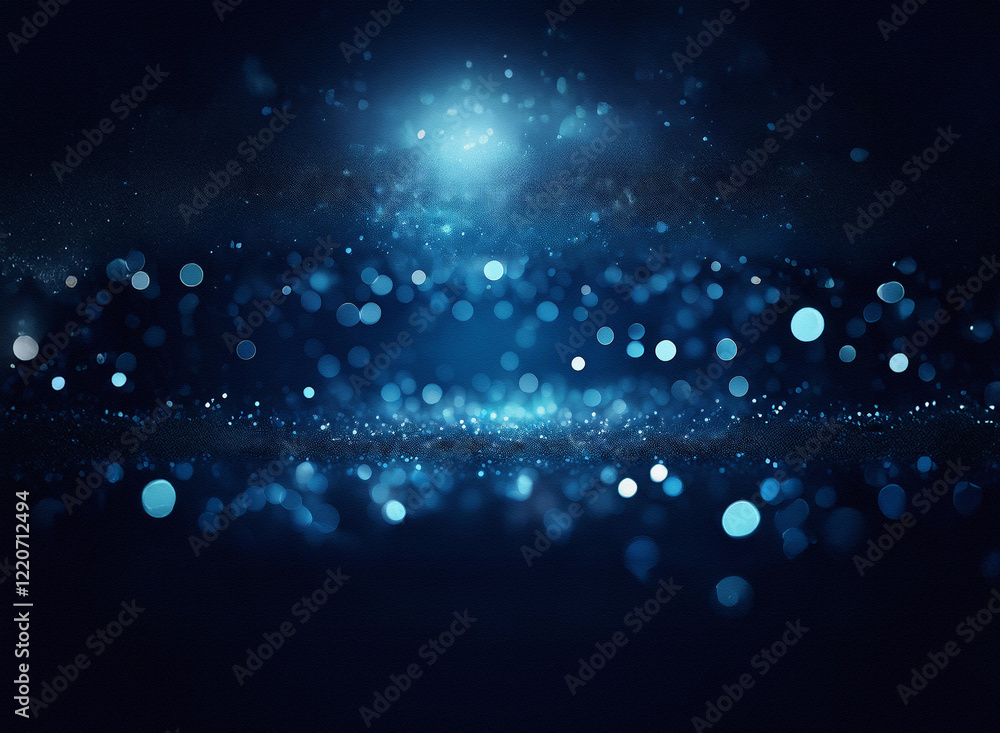 Aufkleber Abstract blue background with grainy texture, featuring shimmering particles and bokeh lights.  A sense of depth is created by varying light intensity.