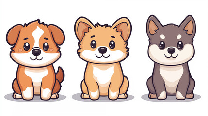 Obraz premium Hand drawn cartoon cute puppy illustration material 