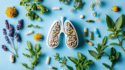 array of natural and chemical-based medicines designed for comprehensive lung health support.