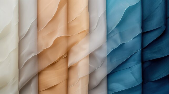 Abstract waves of cool-toned colors like teal, cyan, and indigo, copy space