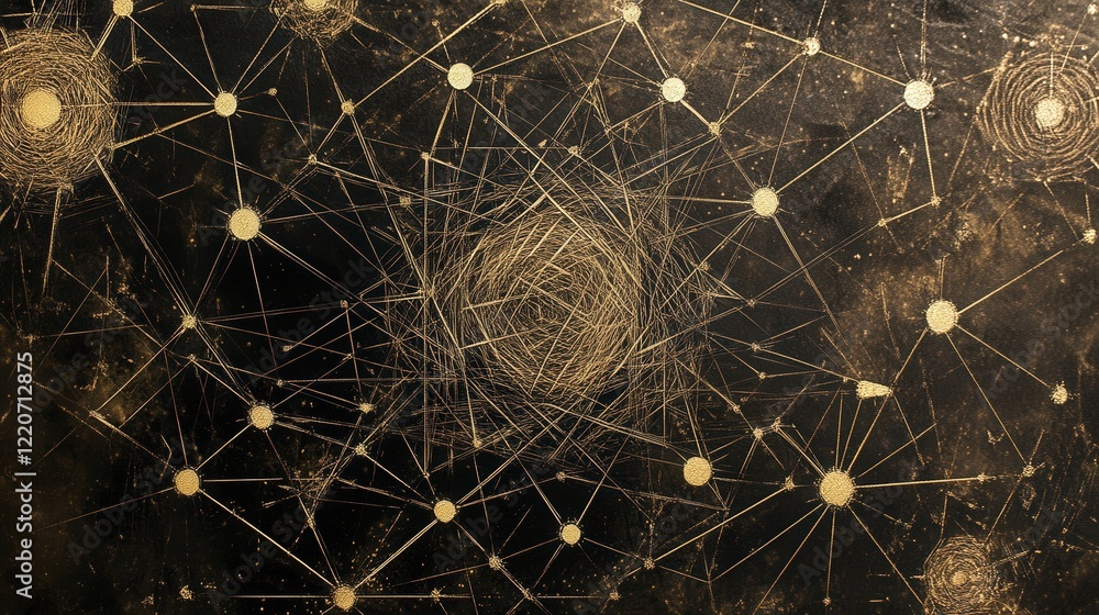 Poster artistic representation of particles forming a lattice structure, symbolizing the order within chaos