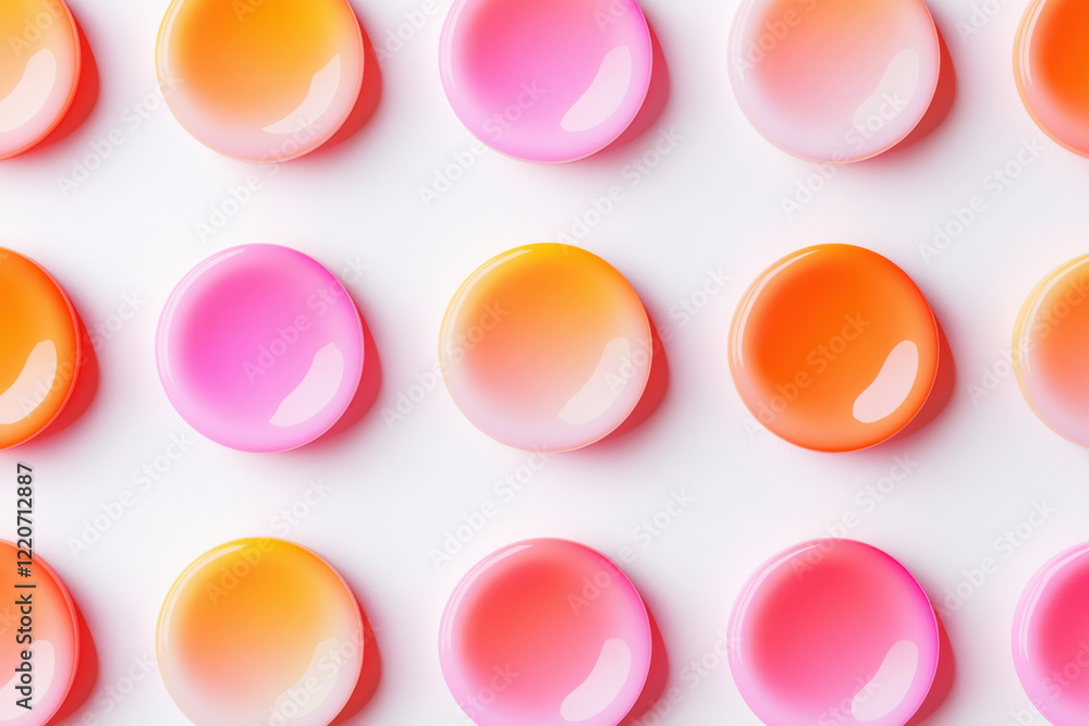 Poster abstract circular shapes feature soft pink to orange gradients on a clean white background enhancing