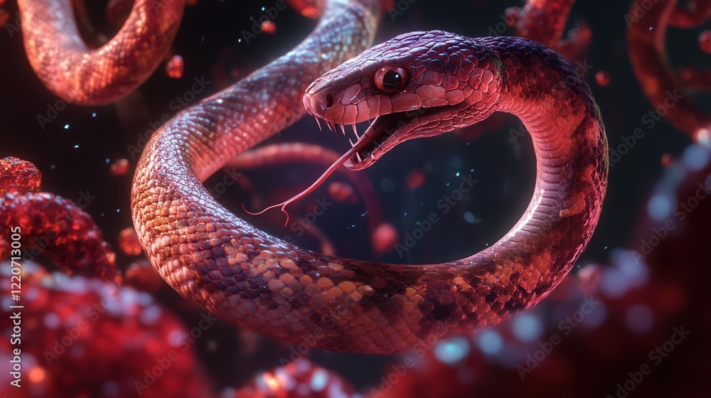 Poster interaction between snake venom and human cells, emphasizing how the venom components are utilized i