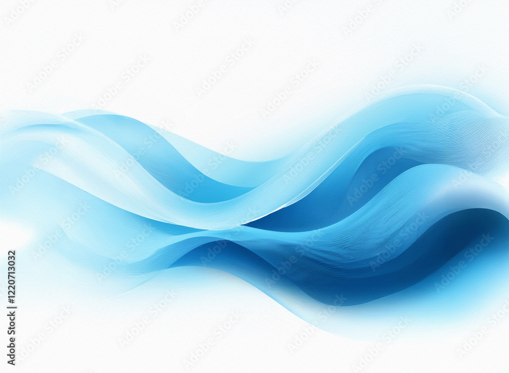 Poster Abstract image of flowing, light blue waves against a white background.  The grainy texture adds depth and visual interest to the smooth curves.
