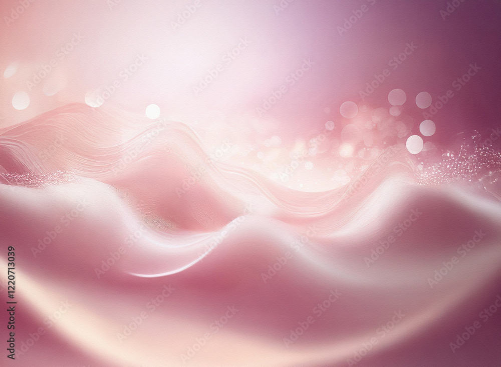 Aufkleber Abstract image of soft, undulating pink and white forms.  A grainy texture is subtly present, creating a dreamy, ethereal effect.  Light bokeh adds a sparkling touch.