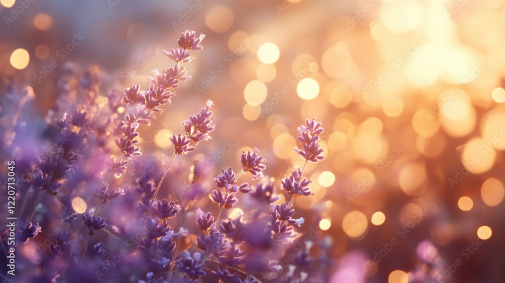 Aufkleber dreamy abstract background with soft lavender and golden tones reflecting soothing ambiance in a tra