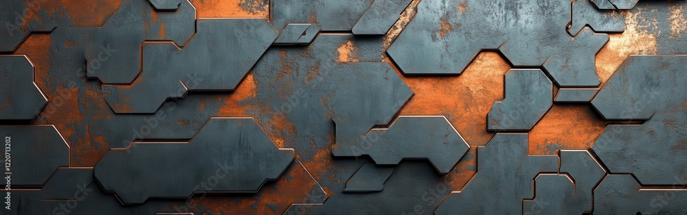 Poster distressed metal background with a blend of textures showcasing industrial design elements in a rust