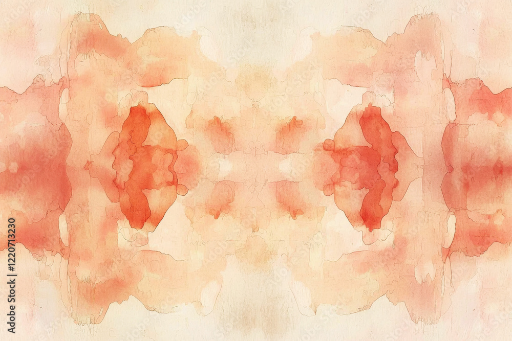 Poster soft peach watercolor splotches create an abstract pattern with gentle transitions and a dreamy aest