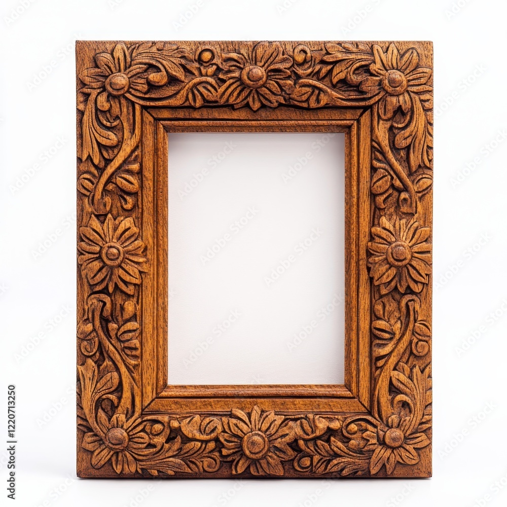 Poster decorative wooden picture frame with floral carvings designed for displaying cherished memories in a