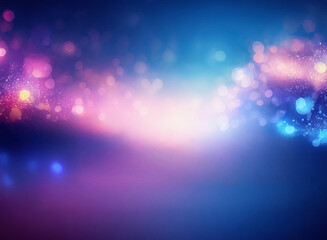 Obraz premium A grainy, textured abstract background with a blend of vibrant blue, purple, and pink bokeh lights. The colors create a dreamy, ethereal atmosphere.