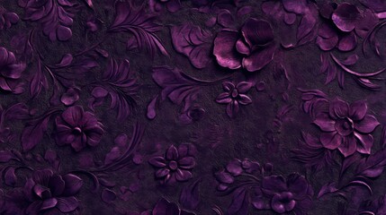 Deep plum floral background with intricate embossed designs for artistic applications