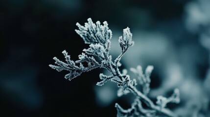 Naklejka premium Frosty Branches in Cold Morning Light