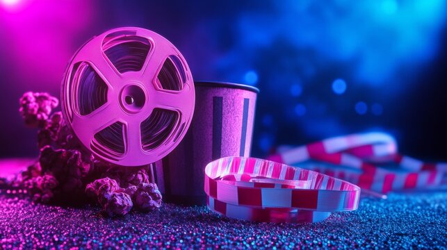 movie themed show announcement bright neon colour