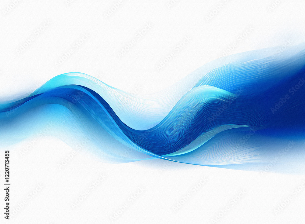 Aufkleber Abstract image of flowing blue waves on a white background. The grainy texture adds depth and visual interest to the smooth curves.