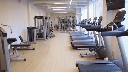Fototapeta premium A high-tech fitness studio with advanced equipment and sleek modern design