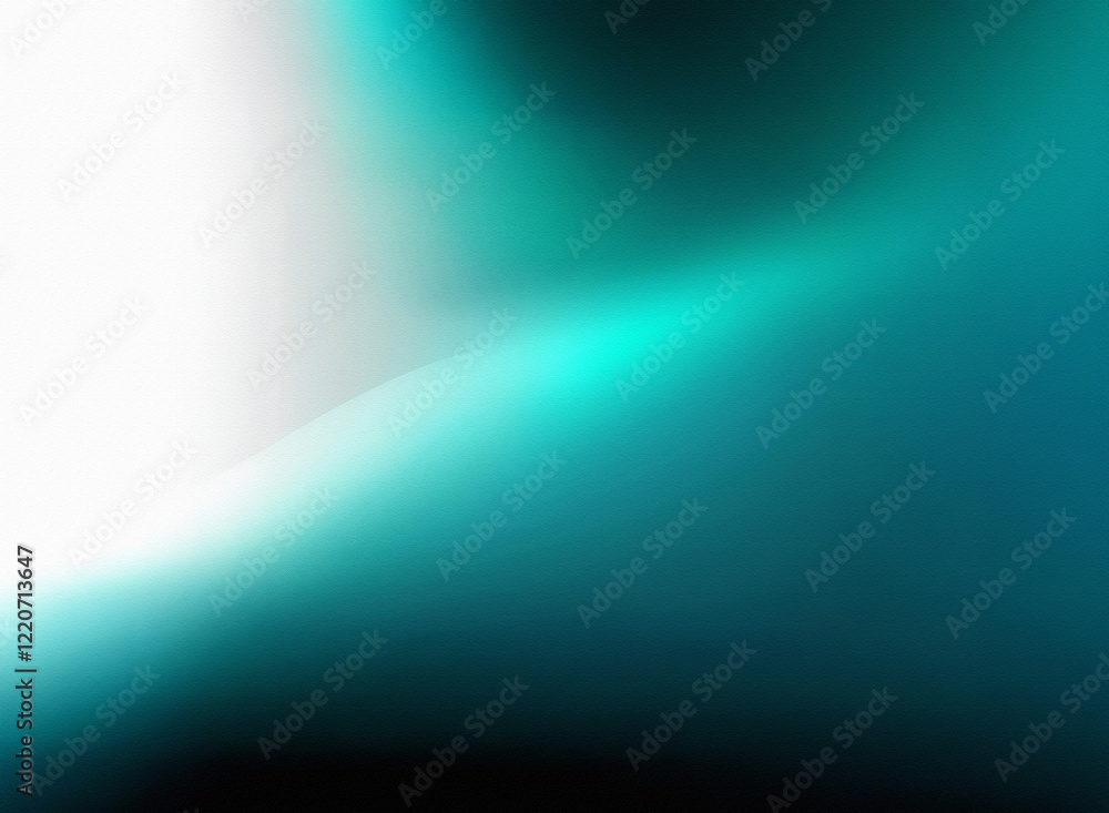 Fototapete Abstract image with a grainy texture.  A gradient transitions from bright white to deep teal, creating a smooth, flowing effect. The texture is subtle, adding depth to the color shift.