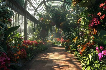 A greenhouse filled with lots of flowers and plants