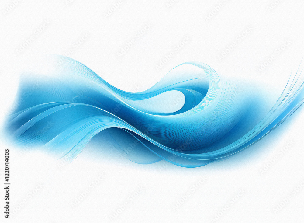 Poster Abstract image of flowing, grainy, blue waves with a smooth, textured surface against a white background.  The design is dynamic and elegant.