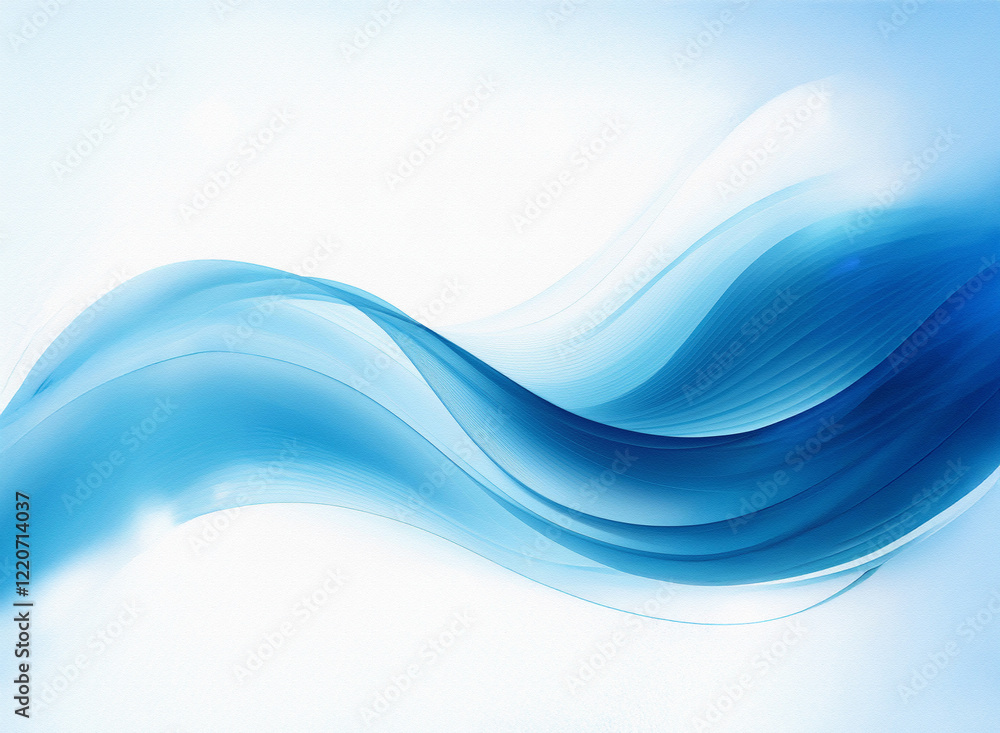 Poster abstract image of flowing, grainy blue waves on a white background. the texture is smooth yet slight