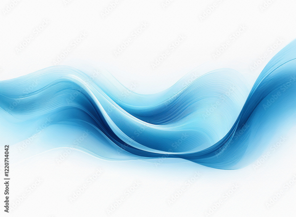 Aufkleber Abstract image of flowing, grainy blue waves on a white background. The texture is smooth yet dynamic, creating a sense of movement and fluidity.