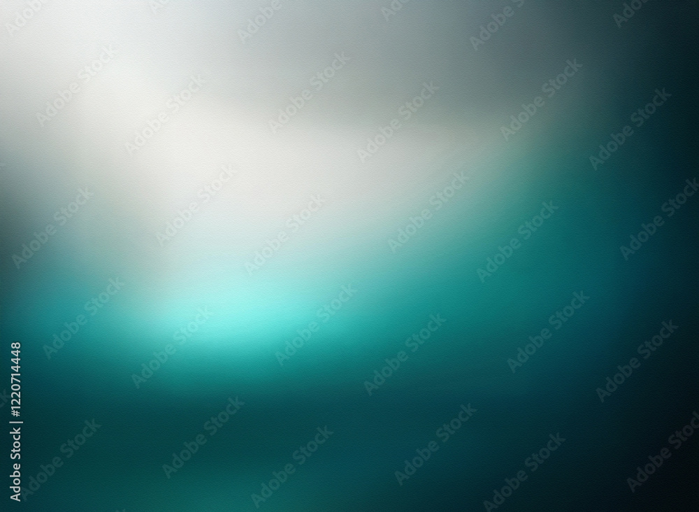 Poster Grainy texture, blurred abstract background.  Soft gradient transitions from light gray-white to deep teal.  A subtle, hazy atmosphere is evoked.