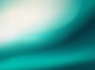 Obraz premium Abstract teal and white gradient background. Grainy texture, smooth curves create a soft, flowing effect.