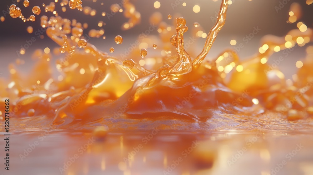 Poster liquid particles dripping from a surface, creating a rhythmic and mesmerizing flow.