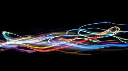 Glowing Streaks of Light in Dark City Night