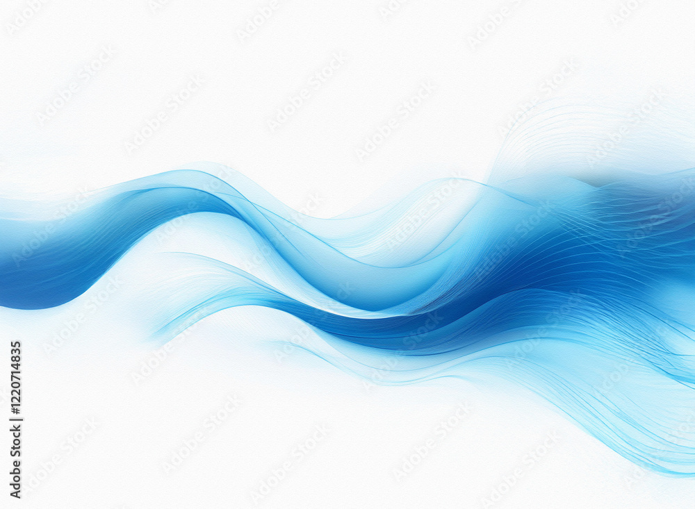 Aufkleber Abstract image of flowing, translucent blue waves on a white background.  The grainy texture adds depth.