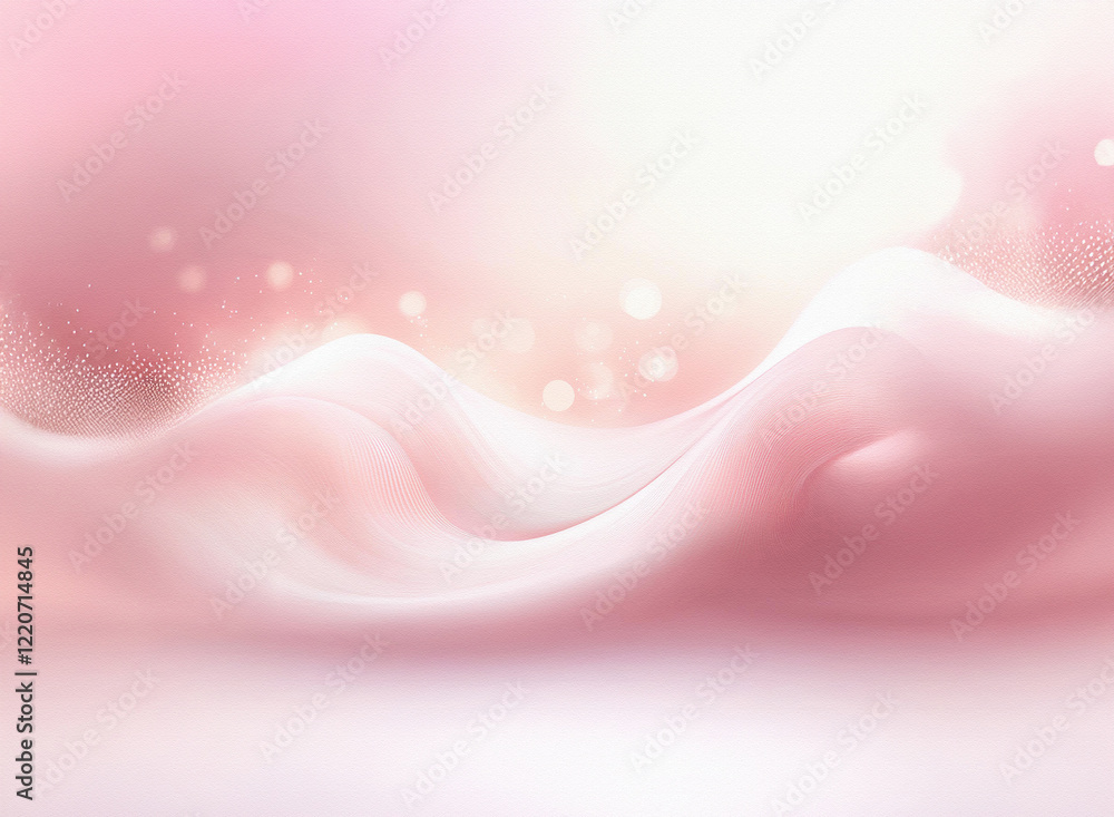 Aufkleber Grainy texture, soft pink waves flow across a luminous background, shimmering with bokeh lights.  A gentle, dreamy scene.
