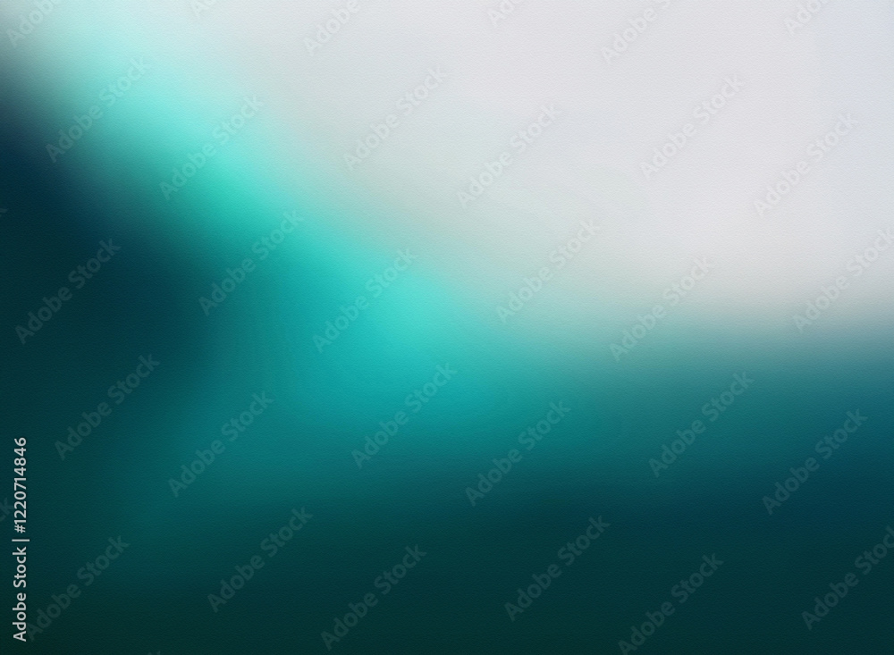 Poster grainy texture, blurred teal and white gradient. subtle color shift creates a smooth, hazy effect. t