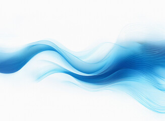 Fototapeta premium Abstract image of flowing, translucent blue waves on a white background. The grainy texture adds depth.