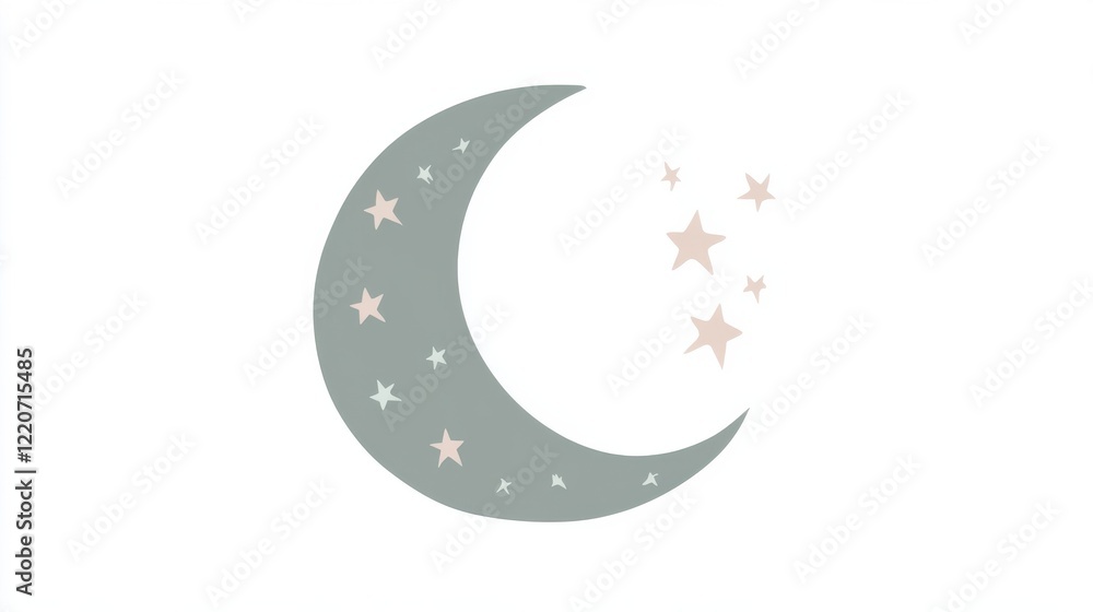 Aufkleber soft silhouette of a crescent moon accompanied by delicate stars in a serene nighttime setting
