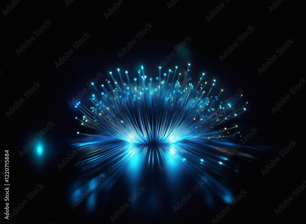 Poster a grainy, textured burst of vibrant blue light explodes from a central point, radiating outwards in 
