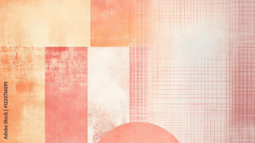 Poster Soft pencil strokes create a warm gradient with fragmented textures and shapes in a contemporary design layout