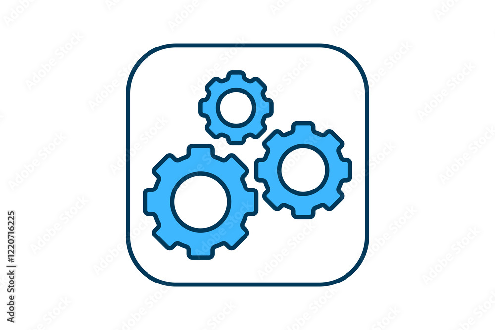 Poster cogs interlocking icon. icon related to start up. suitable for web site, app, user interfaces, print