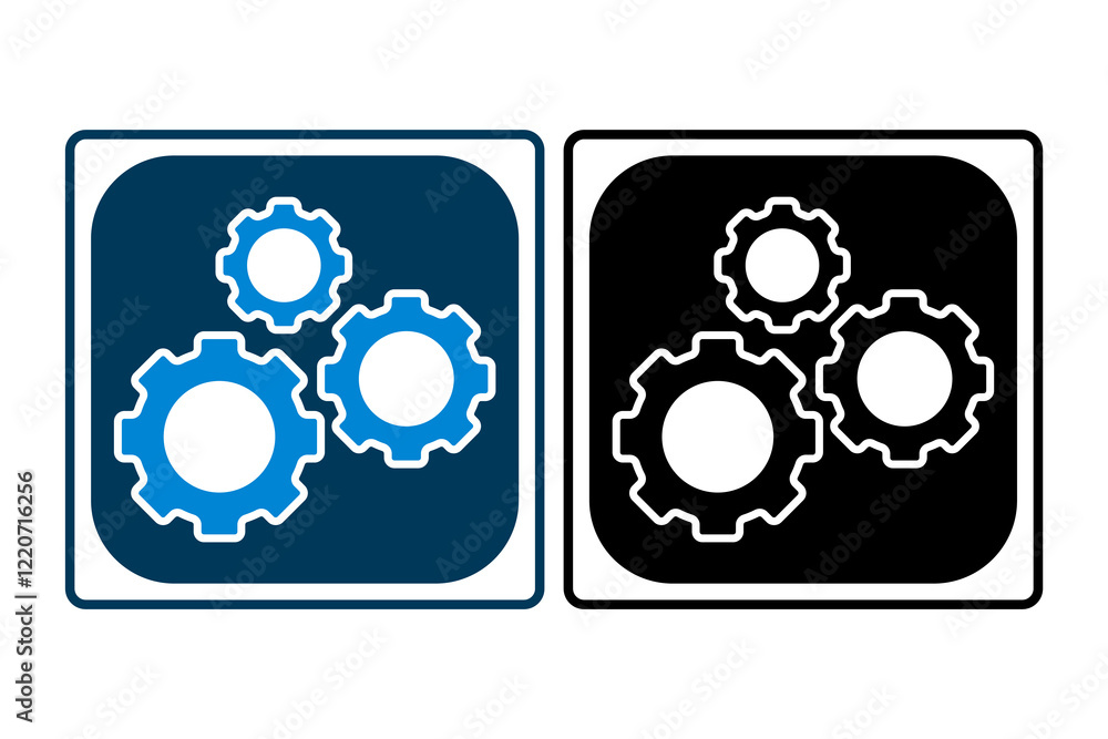 Poster cogs interlocking icon. icon related to start up. suitable for web site, app, user interfaces, print