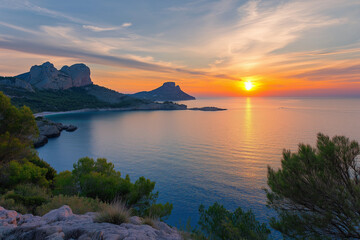 sunset over the lake